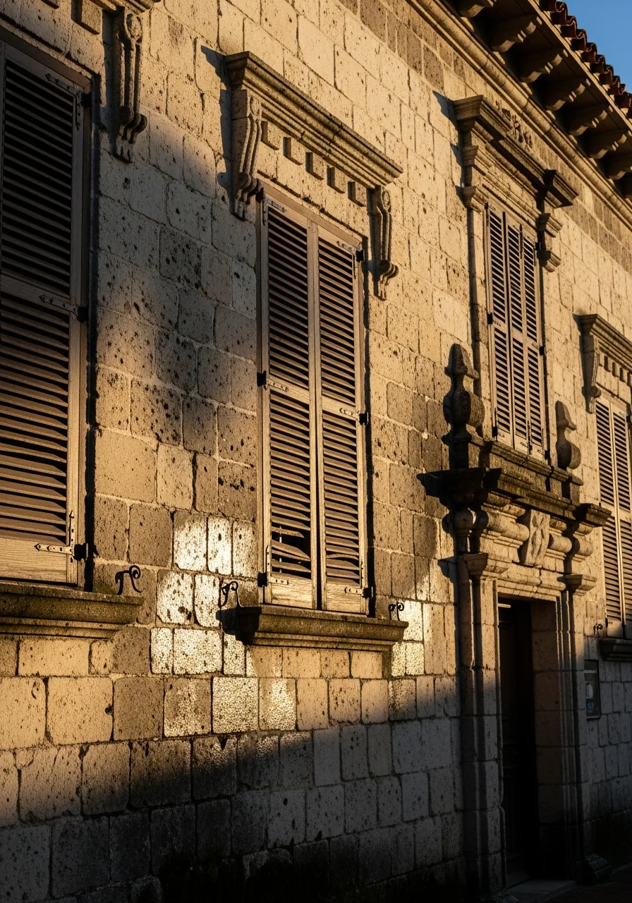 Detail of historic Saint Augustine home exterior showing period architectural features.